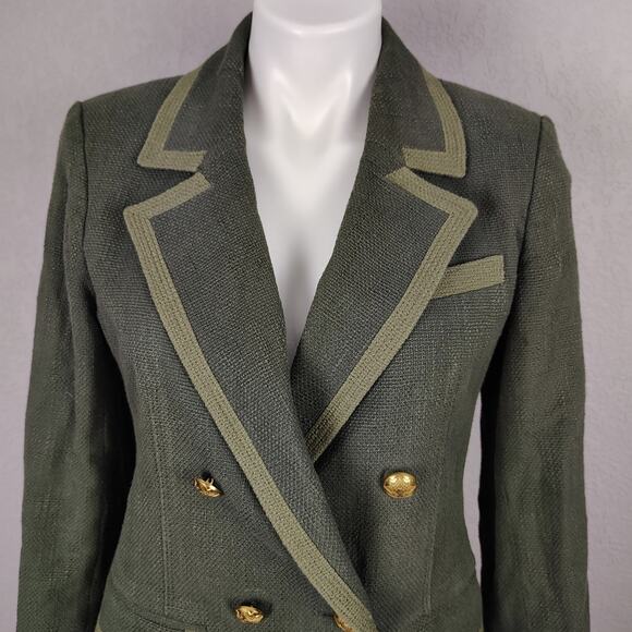 Veronica Beard Edison Dickey Jacket Olive Green Double Breasted Size 8 - Picture 9 of 16